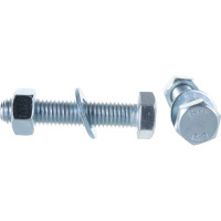 Болт Tech-Krep/Zitar DIN933 с шестигранной головкой, оцинкованный М12х60 + гайка + шайба 2 шт - пакет 136924