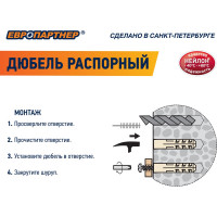 Нейлоновый дюбель ЕВРОПАРТНЕР PND-4 4х20mm, 100 шт 86404