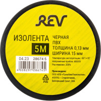 Изолента REV ПВХ 0,13х15мм черная 5м DIY 28674 5