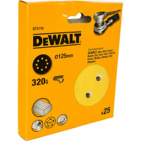 Шкурка шлифовальная 25 шт. для эксцентриковых шлифмашин (125 мм; К320; крепление на липучке) DEWALT DT 3118