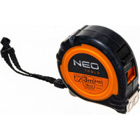 Рулетка NEO Tools стальная лента с нейлоновым покрытием 3 м x 19 мм магнит амортизатор 67-113