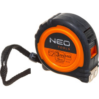 Рулетка NEO Tools стальная лента с нейлоновым покрытием 3 м x 19 мм магнит амортизатор 67-113