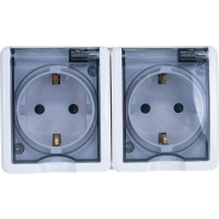 Розетка ЭРА Эксперт 11-2404-01 2х2P+E IP54, шторки, 16АХ-250В, ОУ, белый Б0020718