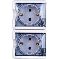 Розетка ЭРА Эксперт 11-2404-01 2х2P+E IP54, шторки, 16АХ-250В, ОУ, белый Б0020718