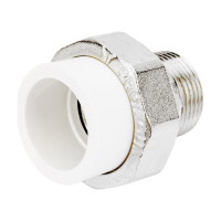 Комбинированная разъемная муфта (американка) PRO AQUA PP-R НР белая d-32 мм 1" PA21018b