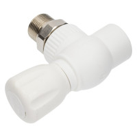 Угловой шаровой кран для радиатора PRO AQUA PP-R белый d-25 мм 3/4" PA42110b