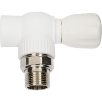 Угловой шаровой кран для радиатора PRO AQUA PP-R белый d-25 мм 3/4" PA42110b