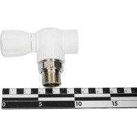 Угловой шаровой кран для радиатора PRO AQUA PP-R белый d-25 мм 3/4" PA42110b