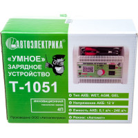 Зарядное устройство АВТОЭЛЕКТРИКА Т-1051 импульсное, автомат, стрелочный, 12V, I заряда 0,05-9А, реанимация АКБ 0,1-240/ч, WET, AGM, GEL 831