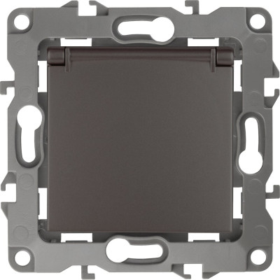 Розетка ЭРА 12-2103-13 2P+E Schuko со шторками с крышкой, 16A-250В, IP20, бронза Б0019328