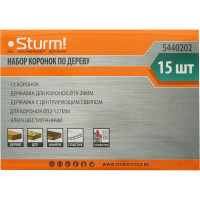 Набор коронок по дереву (15 предметов; 12 коронок 19-127 мм) Sturm 5440202