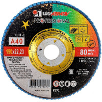 Круг лепестковый торцевой плоский КЛТ1 (150х22 мм; А 40; 14А 40/Р40) Луга 4603347276273