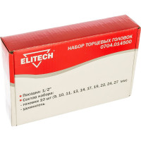 Набор ударных 6-гранных торцевых головок (10 шт; 9-27 мм; 1/2) Elitech 0704.014500