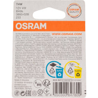 Автолампа Osram T4W BA9s, 2шт 12V ,1,10 3893-02B