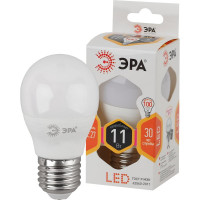 Светодиодная лампа ЭРА LED P45-11W-827-E27, шар, теплый Б0032987