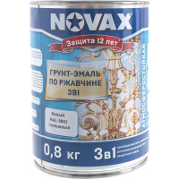 Грунт-эмаль Goodhim NOVAX 3в1 белый RAL 9003, глянцевая, 0.8 кг 10717