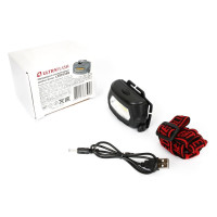 Налобный аккумуляторный фонарь, черный, COB 3Вт, 3 режима, пластик Ultraflash LED5359 13803