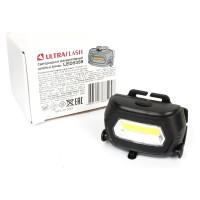 Налобный аккумуляторный фонарь, черный, COB 3Вт, 3 режима, пластик Ultraflash LED5359 13803