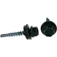 Кровельный саморез ГОСКРЕП 4.8х28 RAL 6005 зеленый мох, 300 шт., б.пл.конт. 1000 мл 2-0016580