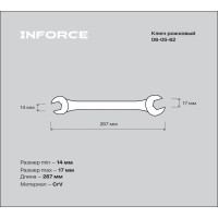 Рожковый ключ 14x17мм Inforce, Сталь Cr-V, профессиональный, 06-05-62