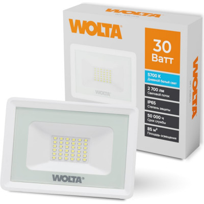 Светодиодный прожектор Wolta 5700K, 30 W SMD, IP 65, цвет белый, слим WFL-30W\/06W WFL-30W/06W