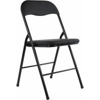 Складной стул для дома и офиса BRABIX  Golf CF-007 черный каркас, кожзам черный, 531565