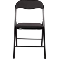 Складной стул для дома и офиса BRABIX  Golf CF-007 черный каркас, кожзам черный, 531565