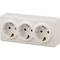 Розетка ЭРА 11-2208-02 3х2P E Schuko, 16A-250В, IP20, ОУ, Эксперт, сл.кость Б0020701