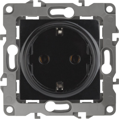 Розетка ЭРА 12-2102-06 2P E Schuko со шторками, 16A-250В, IP20, 12, чёрный Б0014692