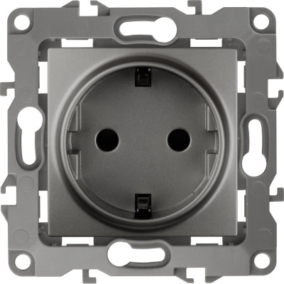 Розетка ЭРА 12-2102-12 2P E Schuko со шторками, 16A-250В, IP20, 12, графит Б0019323