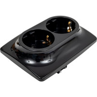 Розетка ЭРА 12-2106-06 2X2P E Schuko, 16A-250В, IP20, 12, чёрный Б0031233