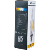 Светодиодная лампа FERON 11W 230V E14 2700K прозрачная, LB-714 38010