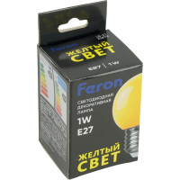 Светодиодная лампа FERON 1W 230V E27 желтый, LB-37 25879