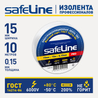 Изолента ПВХ Safeline, 15мм х 10м, белый, 9358
