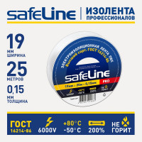Изолента Safeline ПВХ 19мм х 25м белая 9373