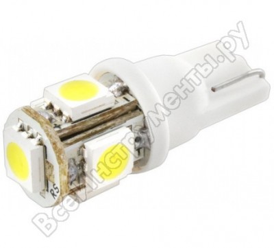 Skyway автолампа диод t10 w5w 5 smd диодов без цоколя 1-конт белая s08201124
