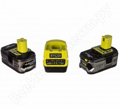 Ryobi one+ li-ion 2 аккумулятора 4.0aч + зарядное устройство rc18120, rc18120-240