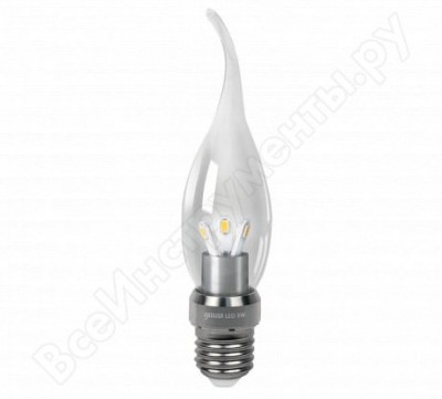 Gauss лампа LED candle tailed crystal clear 3w e27 2700k sqha104202103