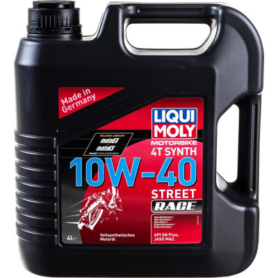 Синтетическое моторное масло 4T для 4-х тактных мотоциклов LIQUI MOLY Motorbike 4T Synth Street Race 10W-40 20754