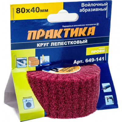 Практика круг лепестковый с оправкой 80x40мм, войлочный, 649-141