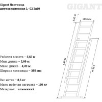 Gigant Лестница двухсекционная L-02 2x10
