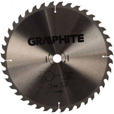 GRAPHITE Диск отрезной 400x30 мм, 40 зубьев 55H608
