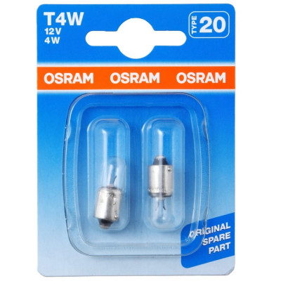 Автолампа Osram T4W BA9s 12V /1/10 O-3893-2бл