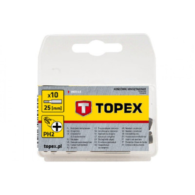 Topex сменные наконечники ph2x25 мм, 10 шт., 1/4, сталь crv 39d314