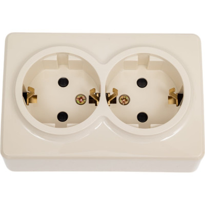 ЭРА 11-2206-02 Розетка 2х2P E Schuko со шторками, 16A-250В, IP20, ОУ, Эксперт, сл.кость Б0020695