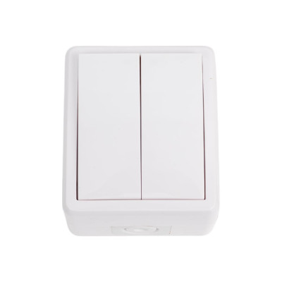 ЭРА 11-1405-01 Выключатель двойной с подсветкой IP54, 10АХ-250В, ОУ, Эксперт, белый Б0020677