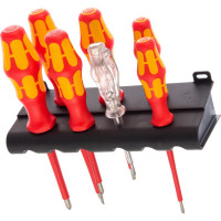 Набор диэлектрических отверток Wera, VDE, индикатор напряжения, подставка, 7 предметов, WE-006147