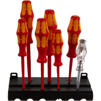 Набор диэлектрических отверток Wera, VDE, индикатор напряжения, подставка, 7 предметов, WE-006147