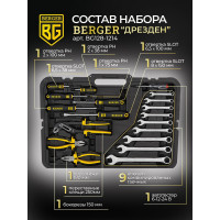 Универсальный набор инструментов 128 предметов Berger BG BG128-1214