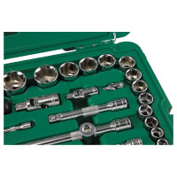 Набор ключей и торцевых головок метрических и дюймовых из 124 пр. SATA под воротки 1/4, 3/8 и 1/2 дюйма S 09014